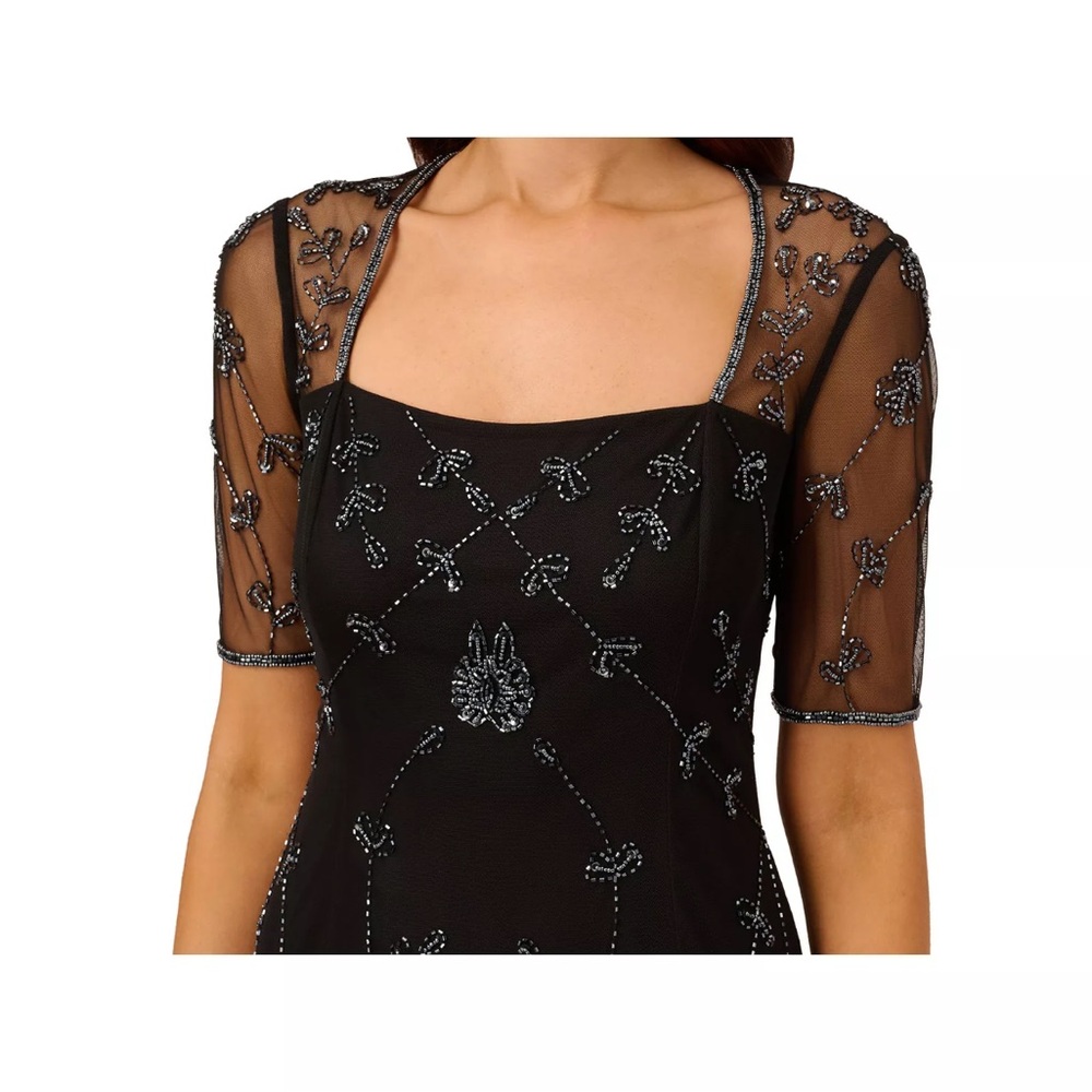 Adrianna Papell Boutique black beaded formal long dress